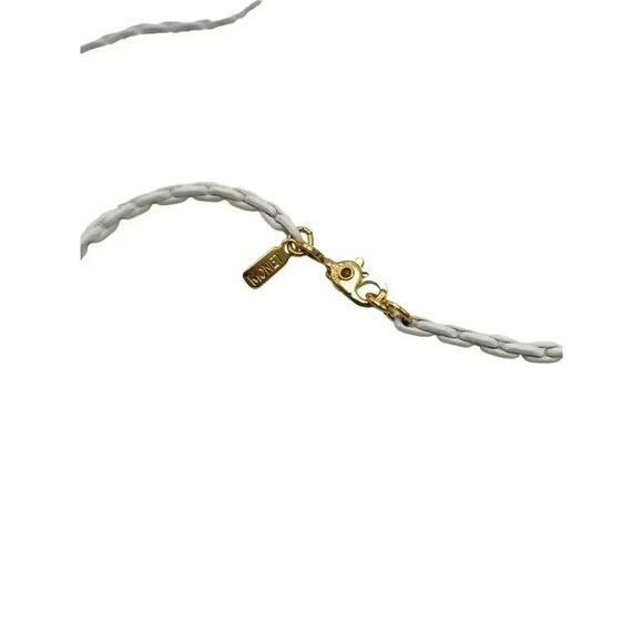 Monet Dainty White Enamel Gold Tone Chain Link Necklace Vintage 24.5" - Picture 4 of 4